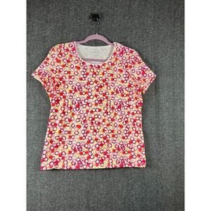 Women's Kim Rogers White Red Orange Pink Tan Circle Round Neck Short Sleeve PL